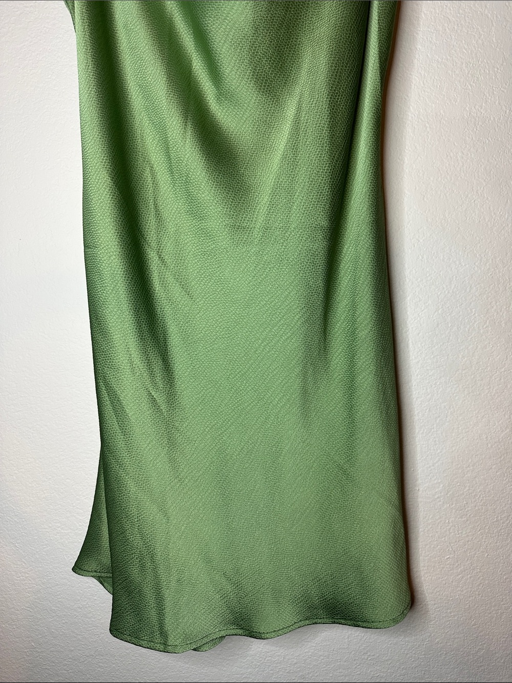 Miss Lola Olive Green Satin Slip Dress - Picture 4 of 6